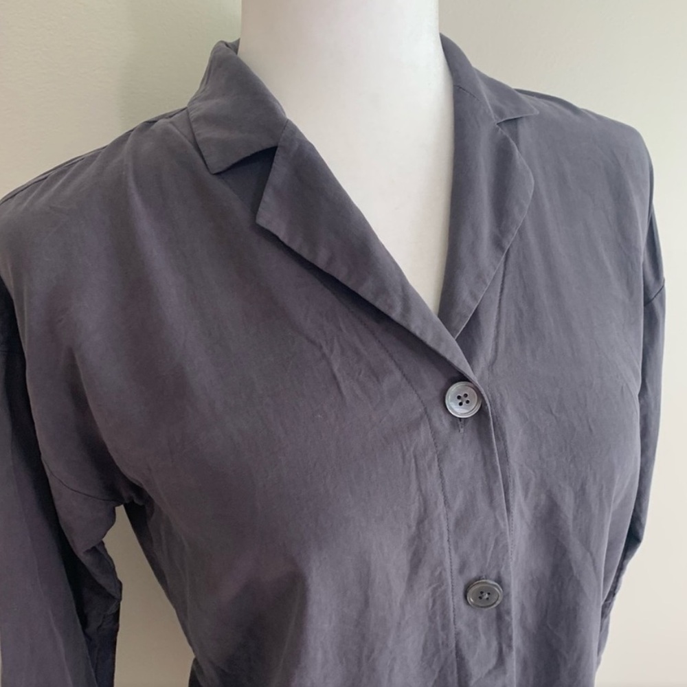 EVERLANE 100% Silk Long Sleeve Button Down Shirt in Gray - Size XS